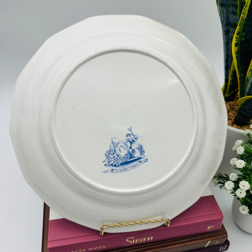 Vintage W Adams & Sons Isola Bella Light Blue White Transferware 10.5" Plate - Picture 5 of 7